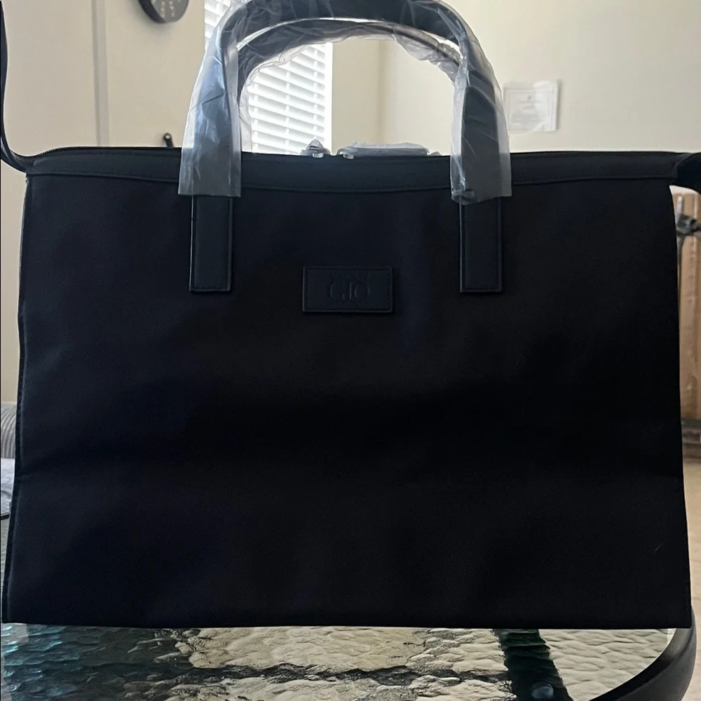 Giorgio Armani Black Nylon Briefcase Tote